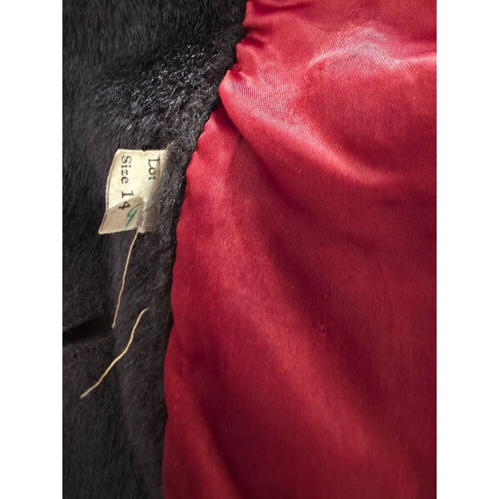 Vintage Brown Faux Fur Mid Length Coat w/ Button Front Closure - Union Made Sz 1 - Picture 4 of 7